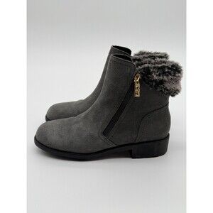 Cole Haan Quinney Bootie Gray Size 7B Suede Boot Waterproof Faux Fur